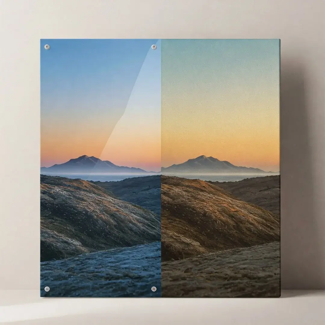 Acrylic Photo Prints vs Canvas Prints side by side comparision