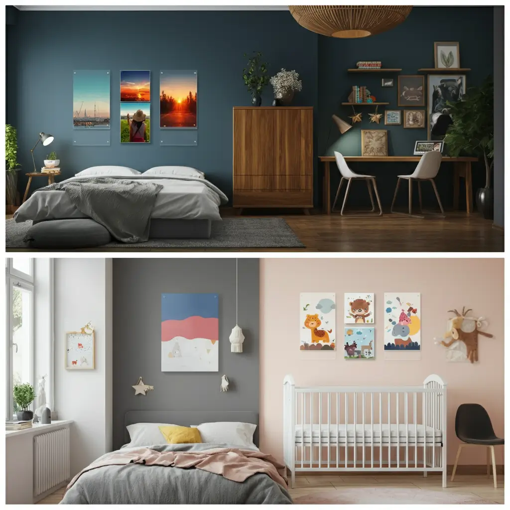 Bedroom and Nursery Photo Frame Decor Ideas with Acrylic Prints