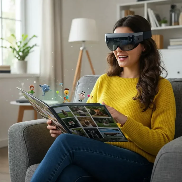A woman using AR to watch Photobook